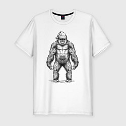 Мужская slim-футболка Новогодняя горилла