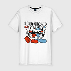 Мужская slim-футболка Cuphead and Mugman