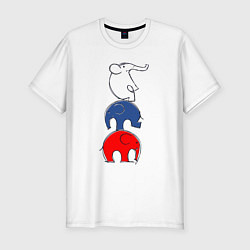 Мужская slim-футболка Пирамида из слонов
