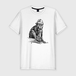 Мужская slim-футболка Новогодний примат