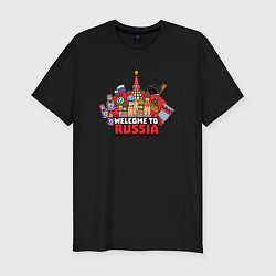 Футболка slim-fit Welcome to Russia color, цвет: черный