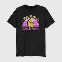 Футболка slim-fit Trick or treat happy halloween colored, цвет: черный