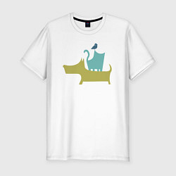 Мужская slim-футболка Bird dog cat