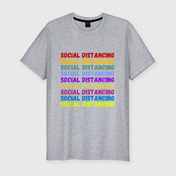 Мужская slim-футболка Social distancing - социальная дистанция