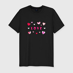 Мужская slim-футболка Любовь и сердечки