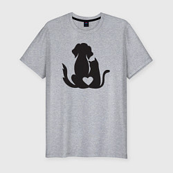 Мужская slim-футболка Dog and cat love