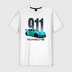 Мужская slim-футболка Cпортивный автомобиль Porsche