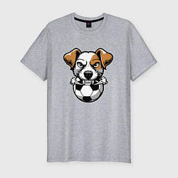 Мужская slim-футболка Футбольный Джек Рассел терьер