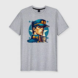 Футболка slim-fit Jojo - Jotaro Kujo ai art, цвет: меланж