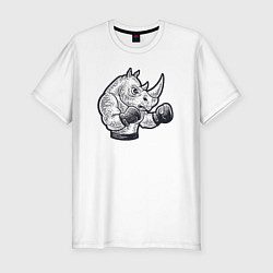 Мужская slim-футболка Носорог боксёр
