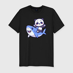 Мужская slim-футболка Панда и акула