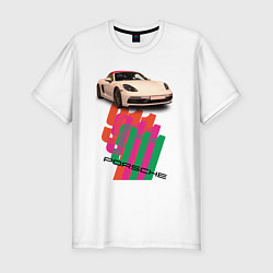 Мужская slim-футболка Спортивный автомобиль Porsche 911 Turbo