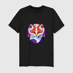 Мужская slim-футболка Яркий портрет лисы