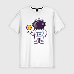 Мужская slim-футболка Космонавт и планета
