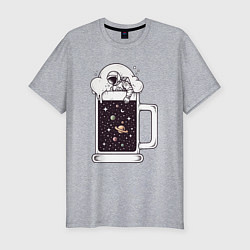 Мужская slim-футболка Космический пивас