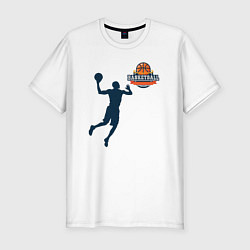Мужская slim-футболка Игрок в баскетбол basketball