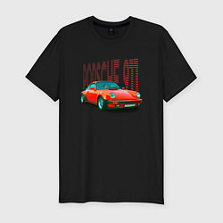 Футболка slim-fit Немецкий автомобиль Порше 911, цвет: черный