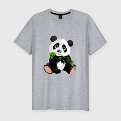 Мужская slim-футболка Панда кушает тростник