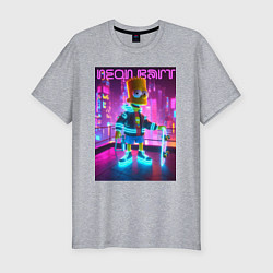 Футболка slim-fit Neon Bart - with skateboard ai art fantasy, цвет: меланж