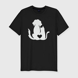Мужская slim-футболка Cats and dogs love