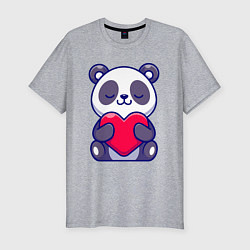 Мужская slim-футболка Панда и сердечко