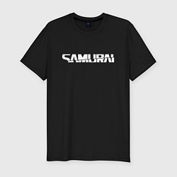 Футболка slim-fit Киберпанк - белая надпись Samurai, цвет: черный