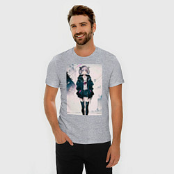 Футболка slim-fit Надзуна Нанакуса - Песнь ночных сов, цвет: меланж — фото 2