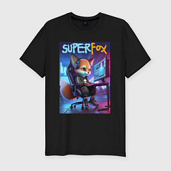 Мужская slim-футболка Super fox gamer - ai art fantasy