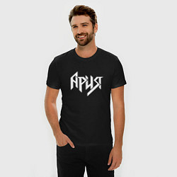 Футболка slim-fit Ария - белый логотип рок группы, цвет: черный — фото 2