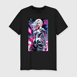 Футболка slim-fit Pretty Barbie blond - cyberpunk ai art, цвет: черный