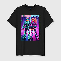 Мужская slim-футболка Barbie and Minecraft - collaboration