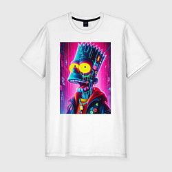 Мужская slim-футболка Cyber Bart Simpson - neon glow ai art