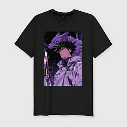 Мужская slim-футболка Магическая битва Мэгуми Фусигуро волк