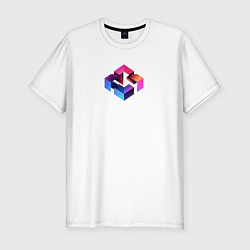 Мужская slim-футболка Куб абстракция