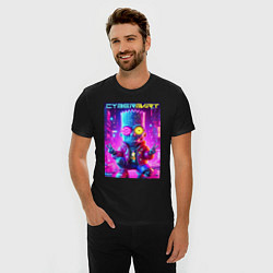 Футболка slim-fit Cyber Bart in metropolis - neon glow, цвет: черный — фото 2