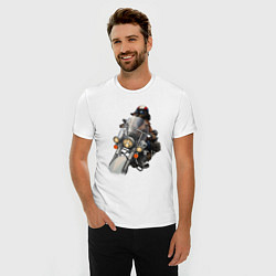 Футболка slim-fit Такса-байкер на мотоцикле, цвет: белый — фото 2