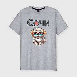 Футболка slim-fit Сочи собака в очках, цвет: меланж