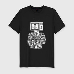 Футболка slim-fit Человек телевизор ретро, цвет: черный