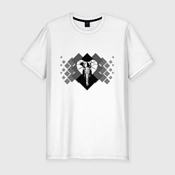 Футболка slim-fit Слон мозаика геометрия, цвет: белый