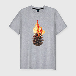 Футболка slim-fit Шишка горит, цвет: меланж