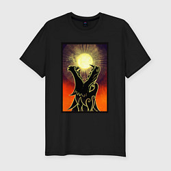Мужская slim-футболка Волк пожирающий солнце