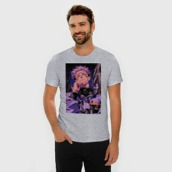 Футболка slim-fit Магическая битва Юдзи Итадори токио, цвет: меланж — фото 2