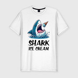 Футболка slim-fit Shark ice cream - ai art, цвет: белый