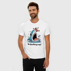 Футболка slim-fit Shark and dude - ai art fantasy, цвет: белый — фото 2