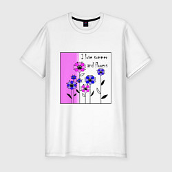 Мужская slim-футболка Люблю лето и цветы яркий розовый
