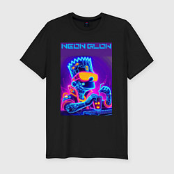 Мужская slim-футболка Bart Simpson - neon fantasy ai art