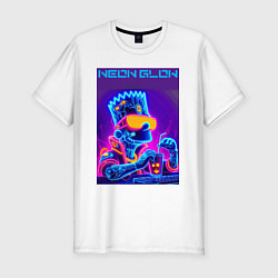 Футболка slim-fit Bart Simpson - neon fantasy ai art, цвет: белый