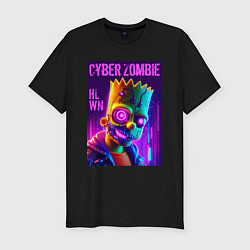 Мужская slim-футболка Bart Simpson cyber zombie - halloween ai art