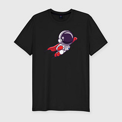 Футболка slim-fit Супер космонавт, цвет: черный