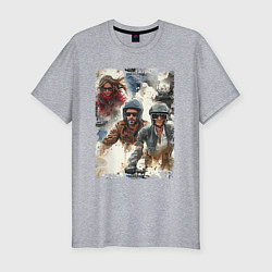 Футболка slim-fit Мотокросс -акварель, цвет: меланж